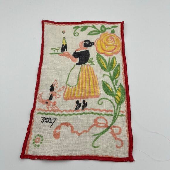 Tony Sarg Vintage 1930's Era Linen Cocktail Napkins Signed Set Of 10 - Picture 8 of 11